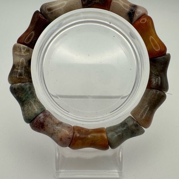 Coral Jade Bamboo Beads Bracelet - Picture 4 of 6